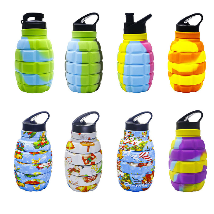 Foldable Water Bottle Food Grade Silicone Cycling Hiking Kettle With Hook