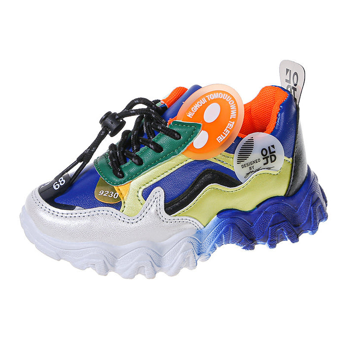 Colorblock Casual Wave Bottom Sneakers Children's Shoes Old Shoes