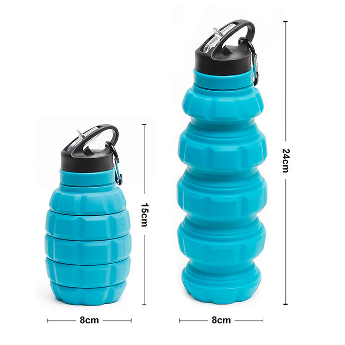 Foldable Water Bottle Food Grade Silicone Cycling Hiking Kettle With Hook