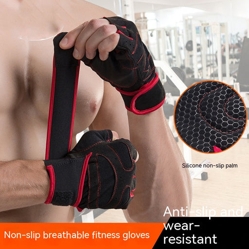 Outdoor Weightlifting Mountaineering Basketball Sports Half Finger Sports Dumbbell Training Lengthened Fitness Gloves